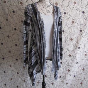 EUC Falls Creek Grey & White Drape Front Cardigan